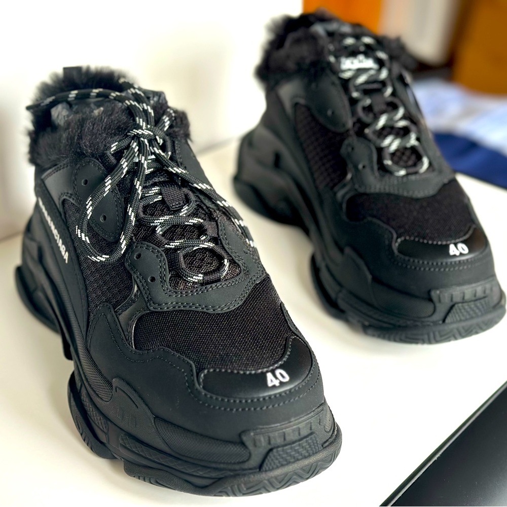 Balenciaga Triple S Faux Fur. Never worn UK size 40 US size 8.5 women’s.